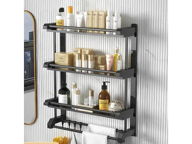 Полиця для ванної кімнати 4 яруси з вішалкою для рушників 106 58x14x55,5 см - Фото 8