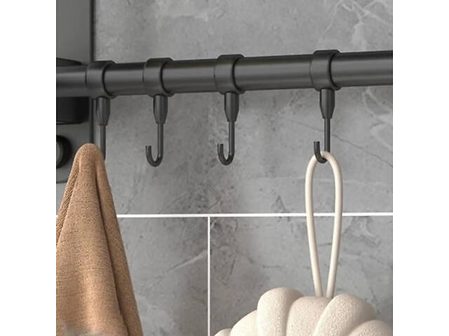 Полиця для ванної кімнати 4 яруси з вішалкою для рушників 106 58x14x55,5 см - Фото 9