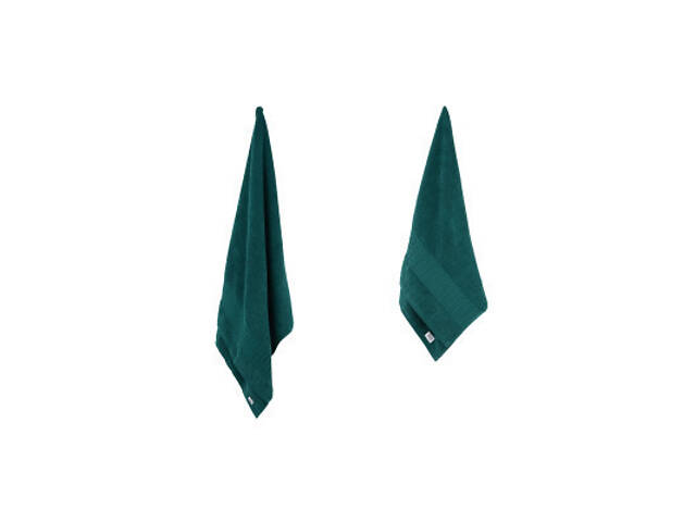 Рушник Ardesto набір махрових Lotus 2 шт 50х90 см індиго, 70х140см, 100% бавовна, смарагдовий (ART2357EM) - Фото 3