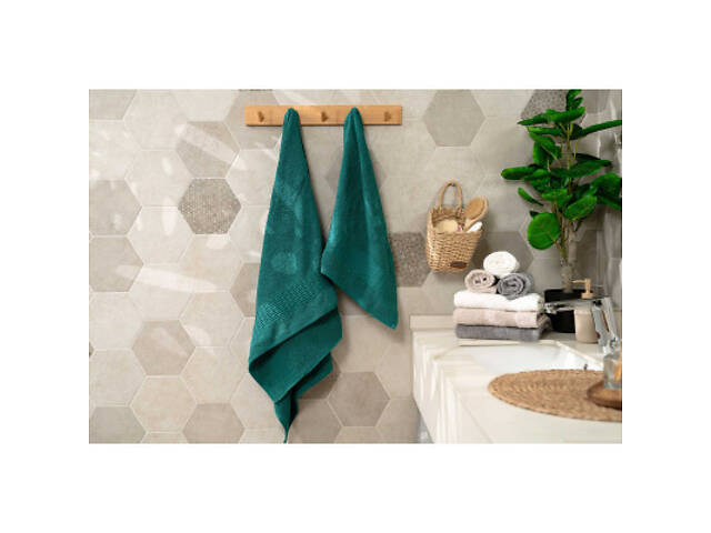 Рушник Ardesto набір махрових Lotus 2 шт 50х90 см індиго, 70х140см, 100% бавовна, смарагдовий (ART2357EM) - Фото 4