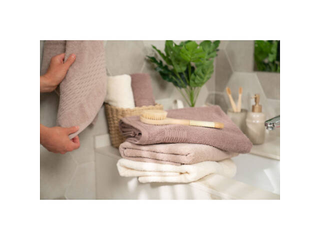 Рушник Ardesto набір махрових Lotus 2 шт 50х90 см індиго, 70х140см, 100% бавовна, какао (ART2357CA) - Фото 2