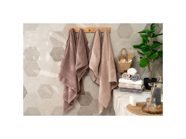 Рушник Ardesto набір махрових Lotus 2 шт 50х90 см індиго, 70х140см, 100% бавовна, какао (ART2357CA) - Фото 9