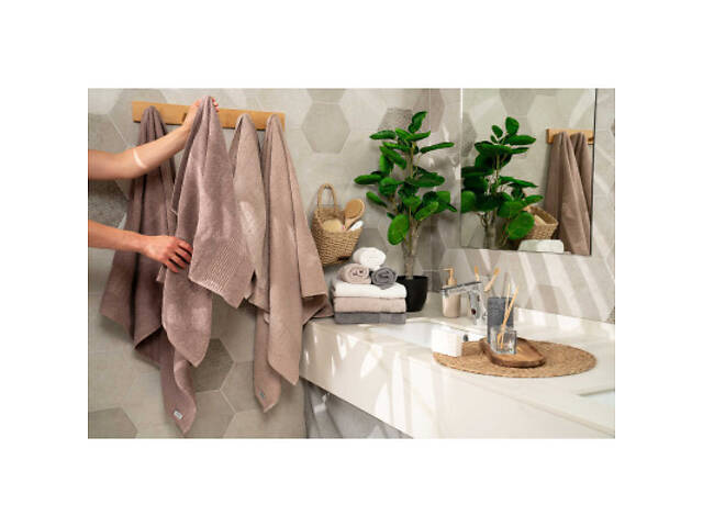 Рушник Ardesto набір махрових Lotus 2 шт 50х90 см індиго, 70х140см, 100% бавовна, какао (ART2357CA) - Фото 10