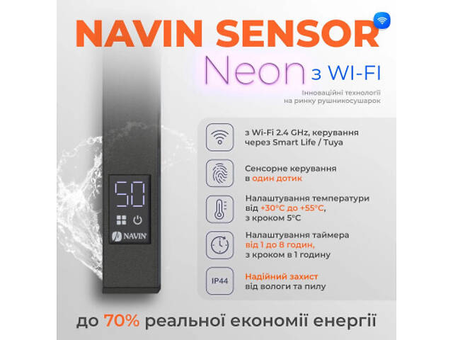 Полотенцесушитель Navin Авангард Х 1000х480 Wi-Fi правобічна чорний муар (12-272055-4810) - Фото 9