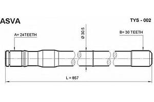 ПОЛУОСЬ ЛЕВАЯ 24X857X24 (LAND CRUISER 80) ASVA TYS02 на TOYOTA LAND CRUISER (_J8_)