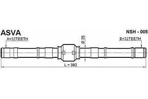 ПОЛУОСЬ ЛЕВАЯ 32x392x32 (NISSAN PRIMERA P11 1996-2001) ASVA NSH005 на NISSAN PRIMERA (P11)