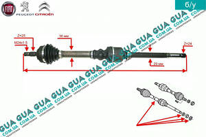 Полуось правая 24/25 ( привод в зборе с шрусами ) 8KN79 Citroen / СИТРОЭН BERLINGO (M49) 1996-2003 / БЕРЛИНГО (М49), Cit