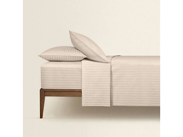 Напівторне ліжко сатин з простирадлом на гумці BISCOTTI Cosas Бежевий 160х220 см - Фото 2