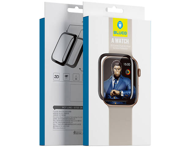 Полимерная 3D пленка Blueo High-Molecule для Apple Watch 7/8/9 41mm Черный - Фото 4