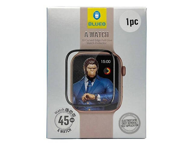 Полимерная 3D пленка Blueo High-Molecule для Apple Watch 7/8/9 45mm (+ аппликатор) Черный - Фото 5