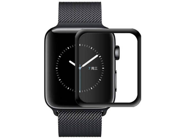 Полимерная пленка 3D (full glue) (тех.пак) для Apple Watch 44mm Черный - Фото 1