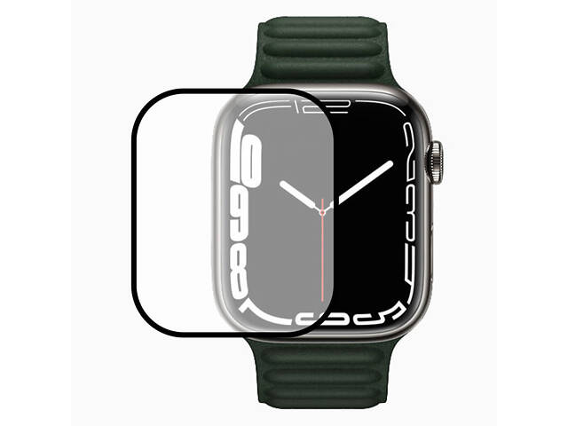 Полимерная пленка 3D (full glue) (тех.пак) для Apple Watch Series 7/8/9 45mm Черный - Фото 1