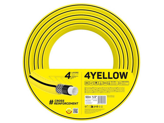 Поливний шланг Cellfast 4YELLOW 1/2', 50м, 4 шари, до 20бар -10…+50°C (10-502) - Фото 1