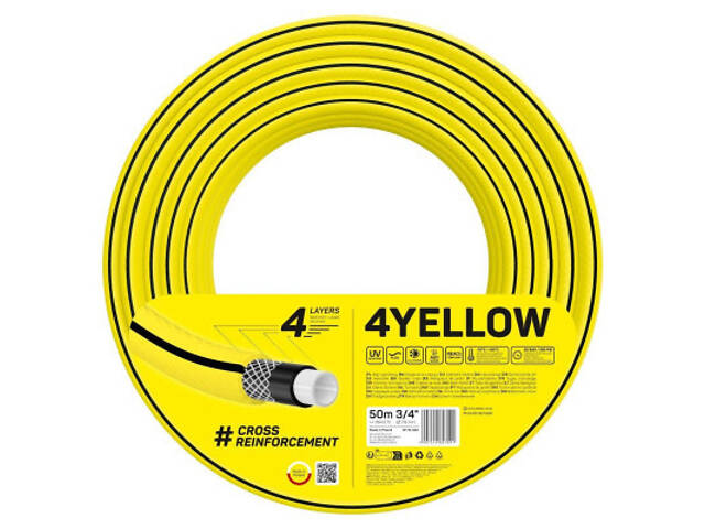 Поливний шланг Cellfast 4YELLOW 3/4' 50м, 4 шари, до 20 Бар, -10…+50°C (10-522) - Фото 1