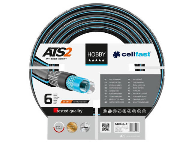 Поливний шланг Cellfast HOBBY ATS, 3/4', 50м, 6 шарів, до 30 Бар, -20…+60°C (16-221) - Фото 1