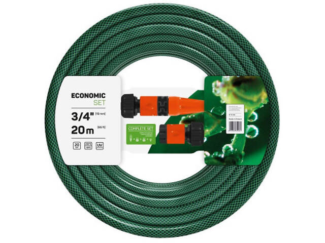 Поливний шланг Cellfast набір ECONOMIC, 3/4', 20м, 3 шари, зрошувач, комплект для підключення (10-102) - Фото 1