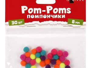 Помпони Santi 955450 8 мм 30 шт неонові кольори