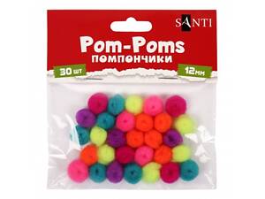 Помпони Santi 955451 12 мм 30 шт неонові кольори