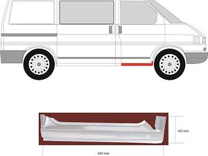 Порог передний правый VW Transporter T4 90-03 (Klokkerholm) пороги Т4