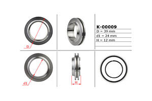 Поршень штока рульової рейки 24,00/39,00/12,00 K-00009 VW Golf IV 97-03, Bora 98-13, Beetle new 98-11; AUDI A3 96-03, A8 94-02; SKODA Octavia Tour 96-10; SEAT Leon 99-05, Toledo II 99-04