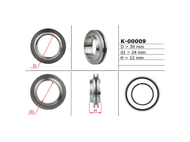 Поршень штока рульової рейки 24,00/39,00/12,00 K-00009 VW Golf IV 97-03, Bora 98-13, Beetle new 98-11; AUDI A3 96-03, A8 94-02; SKODA Octavia Tour 96-10; SEAT Leon 99-05, Toledo II 99-04