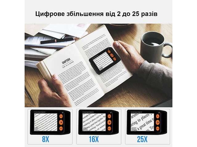 Портативна електронна цифрова лупа 2X-25X з 3,5 'екраном Eyoyo YS008, біла - Фото 4