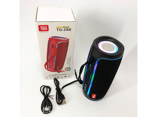 Портативна колонка Bluetooth з LED підсвічуванням TG288, акумуляторна колонка для музики. Колір: чорний - Фото 2