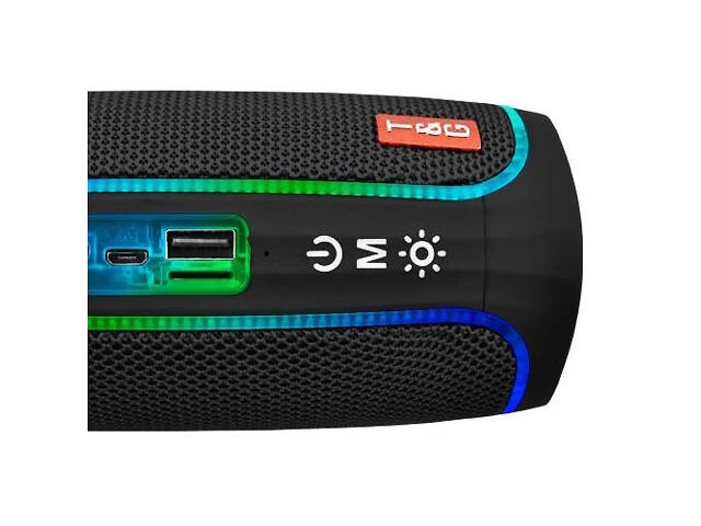 Портативна колонка Bluetooth з LED підсвічуванням TG288, акумуляторна колонка для музики. Колір: чорний - Фото 3