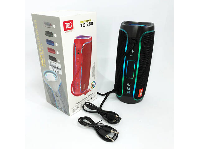 Портативна колонка Bluetooth з LED підсвічуванням TG288, акумуляторна колонка для музики. Колір: чорний - Фото 10