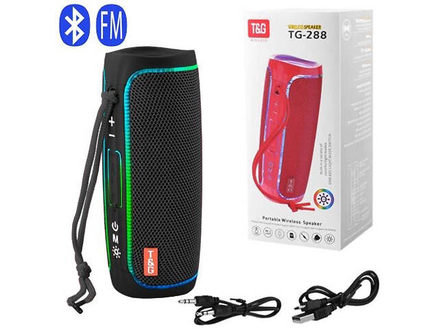 Портативна колонка Bluetooth з LED підсвічуванням TG288, акумуляторна колонка для музики. Колір: чорний - Фото 17