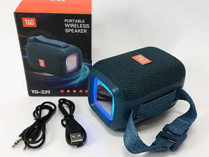 Портативна Bluetooth колонка TG339 5W з RGB підсвічуванням, Bluetooth колонка для вулиці. Колір: синій