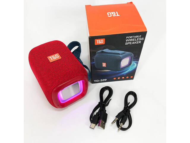 Портативна Bluetooth колонка TG339 5W з RGB підсвічуванням, Гучна блютуз колонка. Колір: червоний - Фото 7
