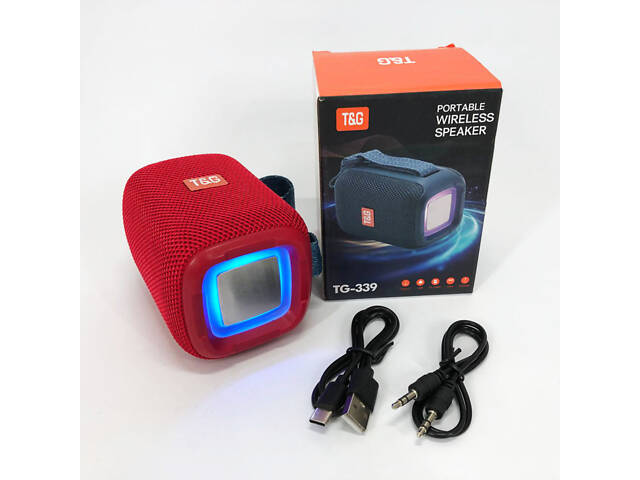 Портативна Bluetooth колонка TG339 5W з RGB підсвічуванням, Гучна блютуз колонка. Колір: червоний - Фото 8