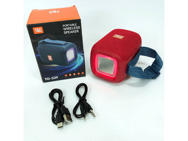 Портативна Bluetooth колонка TG339 5W з RGB підсвічуванням, Гучна блютуз колонка. Колір: червоний - Фото 9