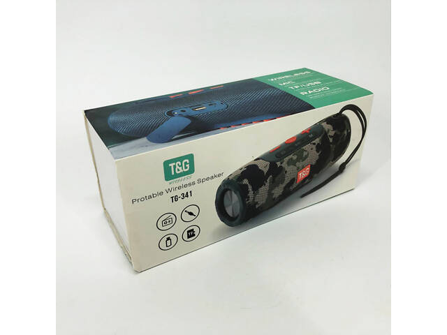 Портативная Bluetooth колонка TG341 со шнурком, аккумуляторная переносная колонка. Цвет: черный - Фото 6