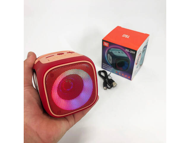 Портативная Bluetooth колонка TG359 7W с RGB подсветкой, Громкая блютуз колонка. Цвет: красный - Фото 2