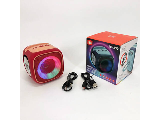 Портативная Bluetooth колонка TG359 7W с RGB подсветкой, Громкая блютуз колонка. Цвет: красный - Фото 4