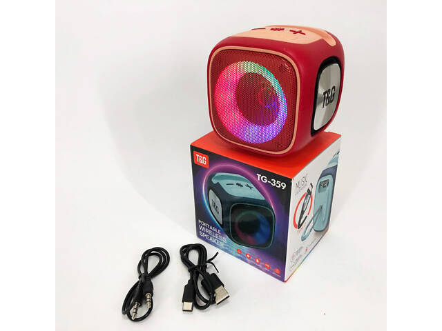 Портативная Bluetooth колонка TG359 7W с RGB подсветкой, Громкая блютуз колонка. Цвет: красный - Фото 5