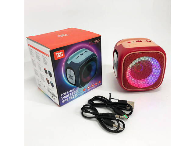 Портативная Bluetooth колонка TG359 7W с RGB подсветкой, Громкая блютуз колонка. Цвет: красный - Фото 6