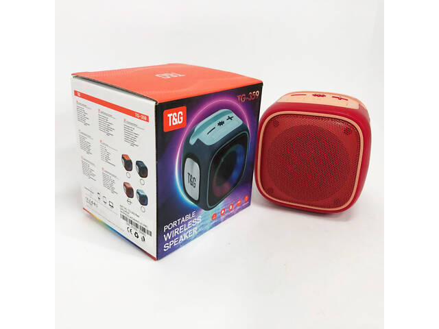 Портативная Bluetooth колонка TG359 7W с RGB подсветкой, Громкая блютуз колонка. Цвет: красный - Фото 10