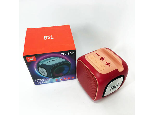 Портативная Bluetooth колонка TG359 7W с RGB подсветкой, Громкая блютуз колонка. Цвет: красный - Фото 12