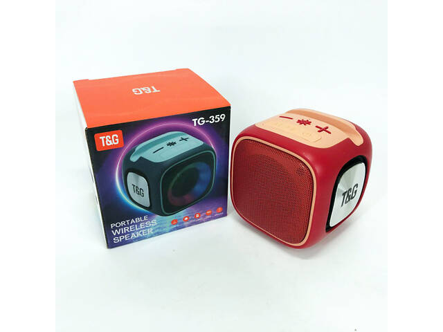Портативная Bluetooth колонка TG359 7W с RGB подсветкой, Громкая блютуз колонка. Цвет: красный - Фото 15