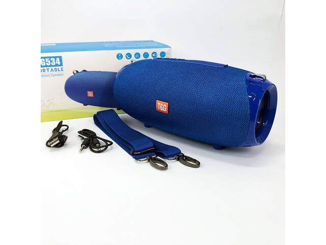 Портативна Bluetooth колонка TG534 SD IPX5 з ремінцем, портативна колонка блютус. Колір: синій - Фото 6