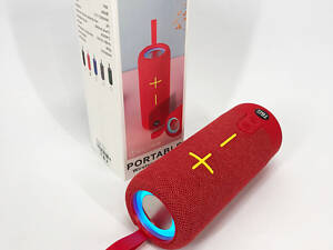 Портативна Bluetooth колонка TG619C FM-радіо USB/TF з ремінцем, гучна блютуз колонка. Колір: червоний