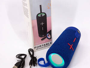 Портативная Bluetooth колонка TG619C FM-радио USB/TF с ремешком, блютуз колонка с подсветкой. Цвет: синий