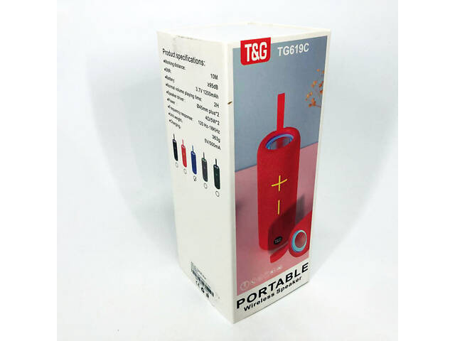 Портативная Bluetooth колонка TG619C FM-радио USB/TF с ремешком, блютуз колонка с подсветкой. Цвет: синий - Фото 3