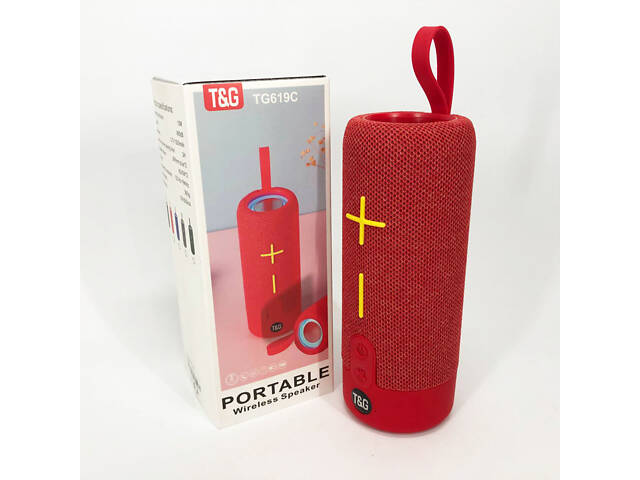 Портативна Bluetooth колонка TG619C FM-радіо USB/TF з ремінцем, гучна блютуз колонка. Колір: червоний - Фото 4
