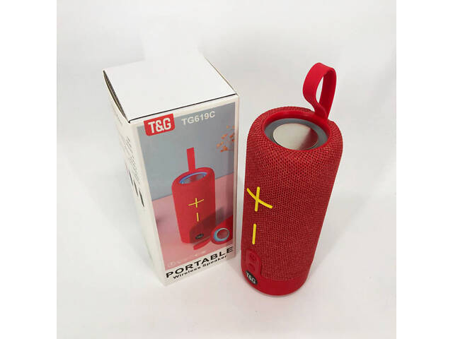 Портативна Bluetooth колонка TG619C FM-радіо USB/TF з ремінцем, гучна блютуз колонка. Колір: червоний - Фото 5