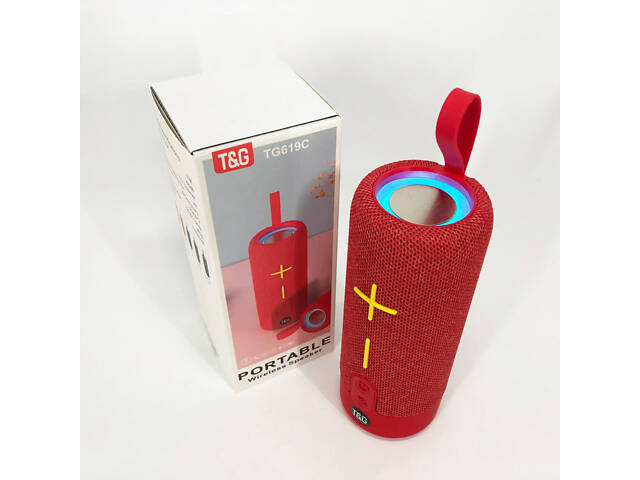 Портативна Bluetooth колонка TG619C FM-радіо USB/TF з ремінцем, гучна блютуз колонка. Колір: червоний - Фото 7
