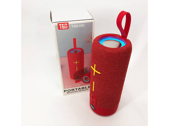 Портативна Bluetooth колонка TG619C FM-радіо USB/TF з ремінцем, гучна блютуз колонка. Колір: червоний - Фото 8